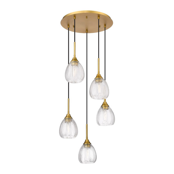 Innovations Berkshire 5Lt 19" Cord Multi Pendant, Brass - 323-5P-BB-G323-6CL