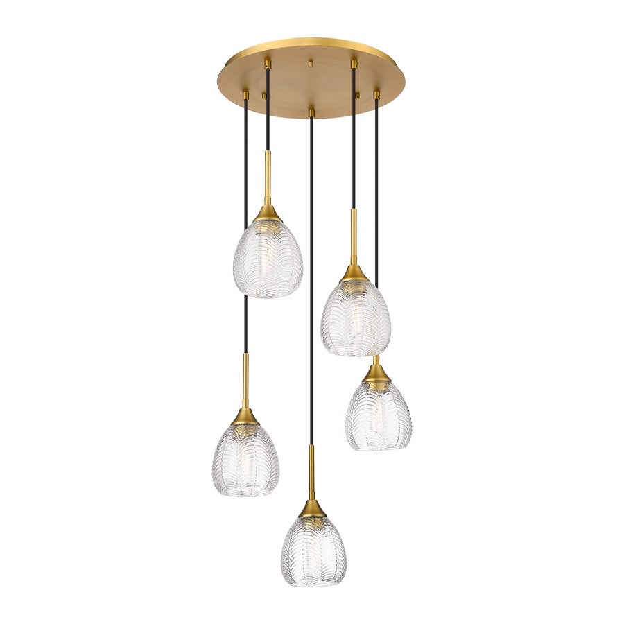 Innovations Berkshire 5Lt 19" Cord Multi Pendant, Brass - 323-5P-BB-G323-6CL