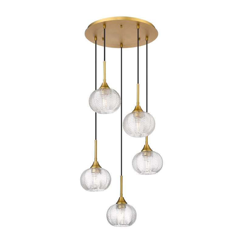 Innovations Berkshire 5Lt 20" Cord Multi Pendant, Brass - 323-5P-BB-G323-7CL