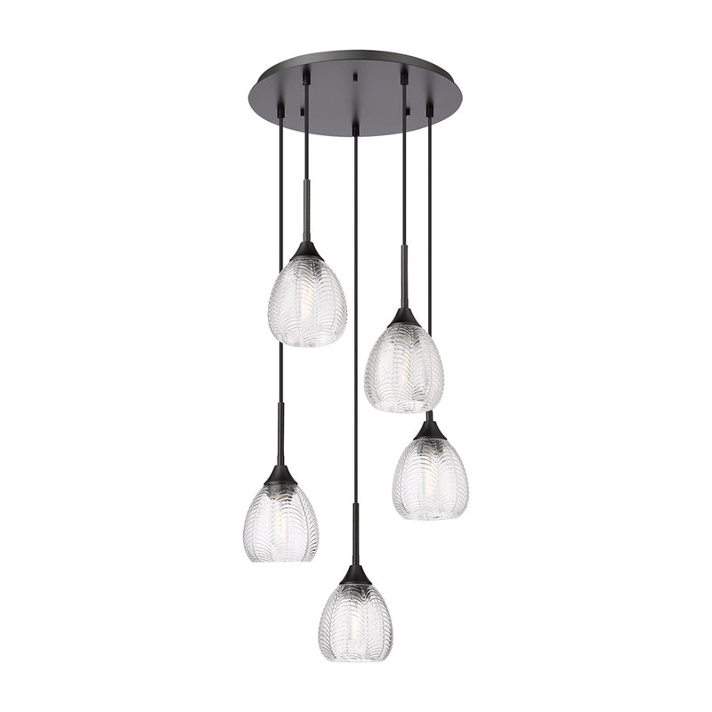 Innovations Berkshire 5Lt 19" Cord Multi Pendant, Black - 323-5P-BK-G323-6CL