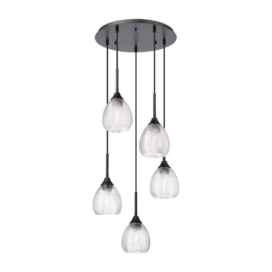 Innovations Berkshire 5Lt 19" Cord Multi Pendant, Black - 323-5P-BK-G323-6CL