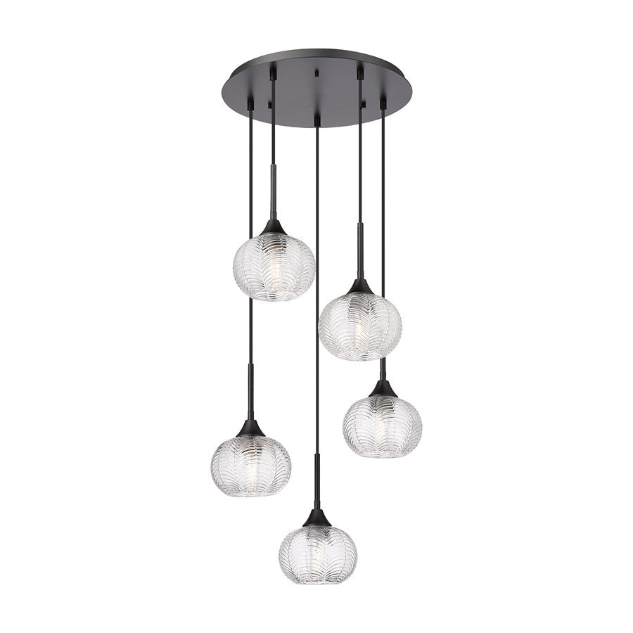 Innovations Berkshire 5Lt 20" Cord Multi Pendant, Black - 323-5P-BK-G323-7CL