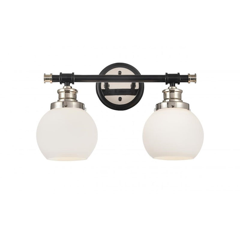 Innovations Saybrook 16in 2-Light Vanity Light | Transitional Black Polished Nickel and Matte White Frosted Glass | Bathroom | Model 340-2W-BPN-G3401-6