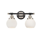 Innovations Saybrook 16.25in 2-Light LED Vanity Light | Transitional Black Polished Nickel and Matte White Frosted Glass | Model 340-2W-BPN-G3401-6-LED