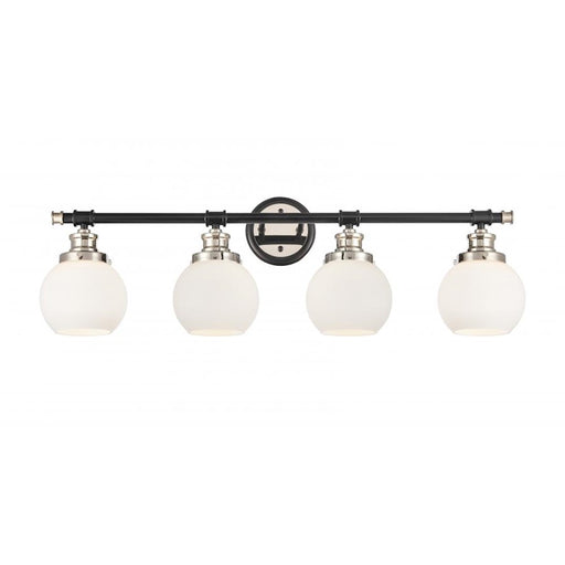 Innovations Saybrook 33in 2-Light Vanity Light | Transitional Industrial Black Polished Nickel and Matte White Frosted Glass | Model 340-4W-BPN-G3401-6