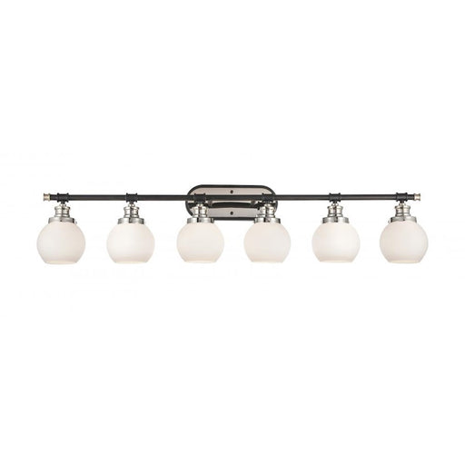 Innovations Saybrook 48in 6-Light LED Vanity | Transitional Black Polished Nickel and Matte White Glass | Bathroom Vanity | Model 340-6W-BPN-G3401-6-LED