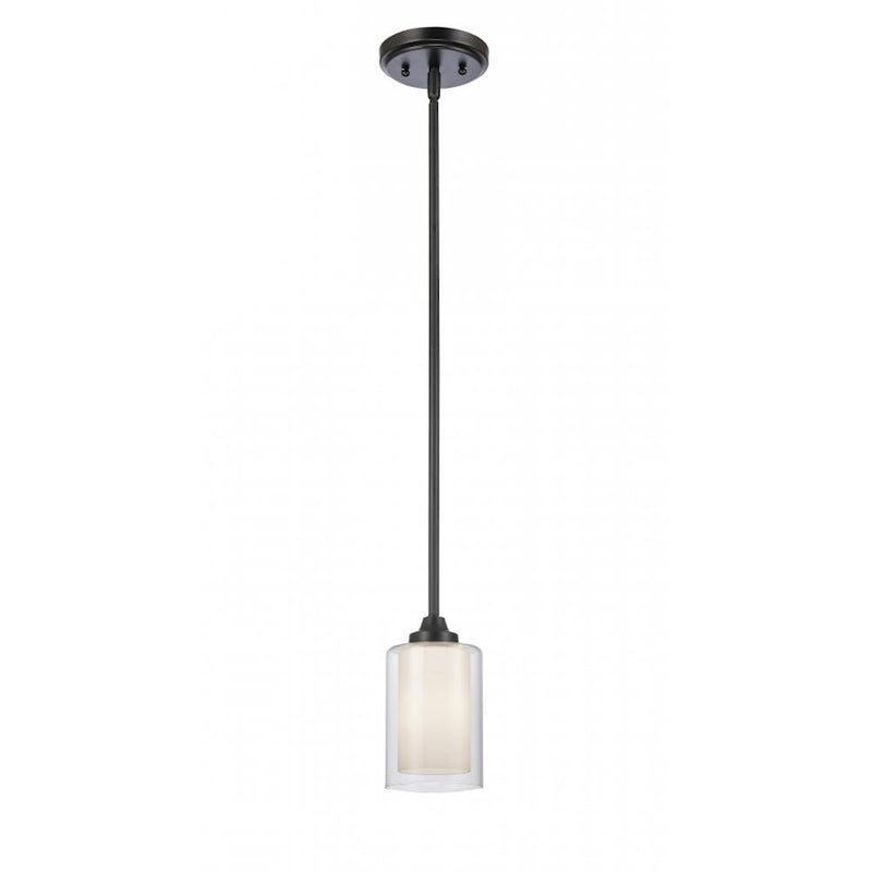 Innovations Auralume Fairbank 4in 1-Light Mini Pendant | Industrial Matte Black Steel and White & Clear Frosted Glass | Kitchen | Model 342-1S-BK-CLW-LED