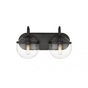 Innovations Auralume Sands 24in 3-Light LED Bath Vanity | Transitional Matte Black Steel and Clear Glass | Bathroom Vanity | Model 350-3W-BK-CL-LED