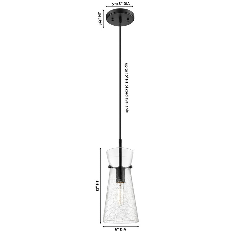 Innovations Nicole 1Lt 8" Cord Hung Pendant, Black/Clear