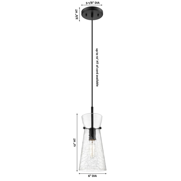 Innovations Nicole 1Lt 8" Cord Hung Pendant, Black/Clear