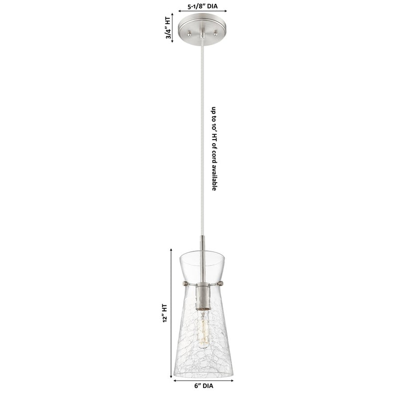 Innovations Nicole 1Lt 8" Cord Hung Pendant, Nickel/Clear