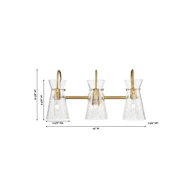 Innovations Nicole 3Lt 24" Bath Vanity Light, Brass/Clear