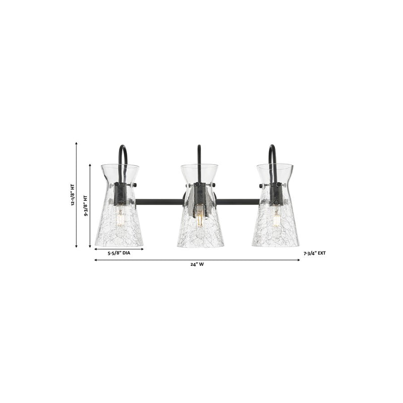 Innovations Nicole 3Lt 24" Bath Vanity Light, Black/Clear