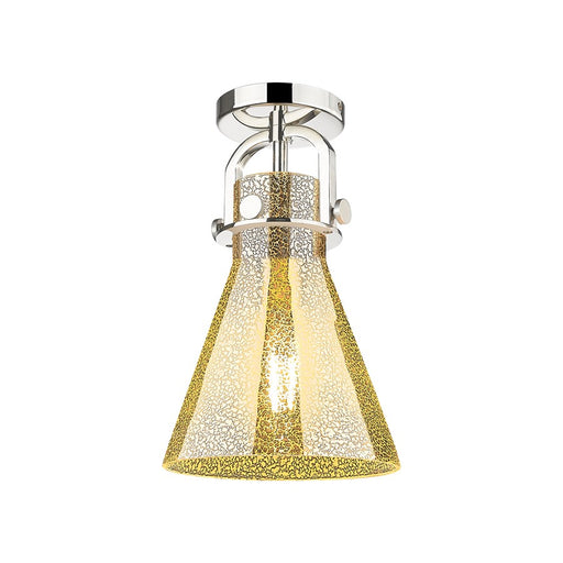 Innovations Newton Cone 1Lt 8" Arched Flush, PN/Mercury - 410-1F-PN-G411-8ME