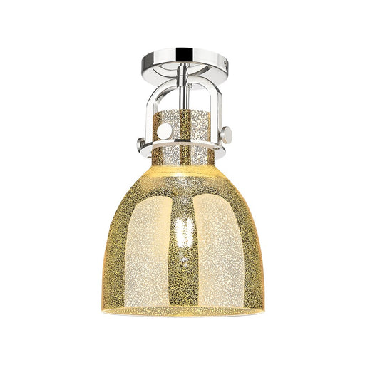 Innovations Newton Bell 1Lt 8" Arched Flush, PN/Mercury - 410-1F-PN-G412-8ME