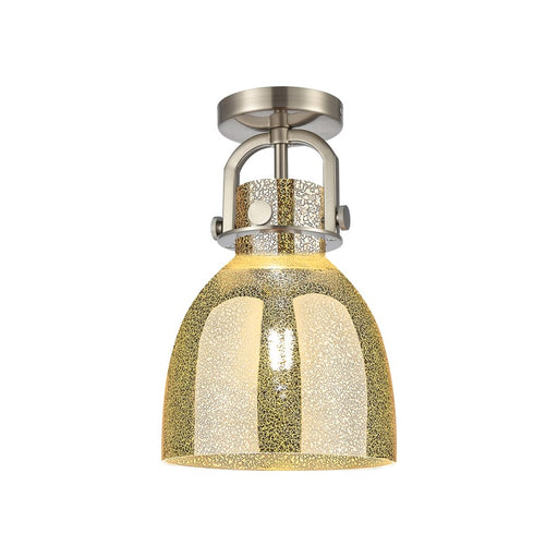 Innovations Newton Bell 1Lt 8" Arched Flush, SN/Mercury - 410-1F-SN-G412-8ME