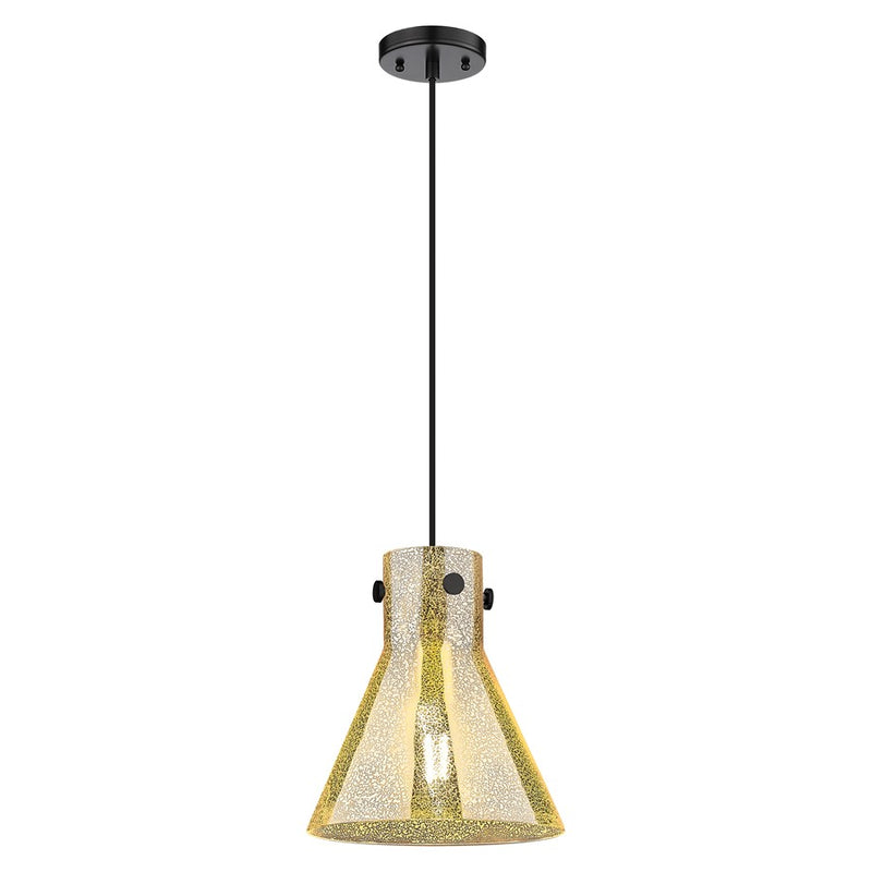 Innovations Newton Cone 10" Cord Pendant, Black/Mercury - 410-1PM-BK-G411-10ME
