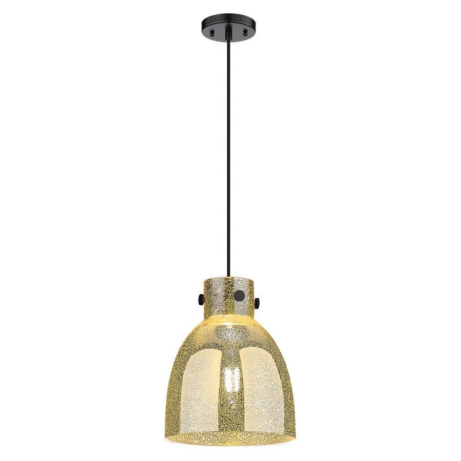 Innovations Newton Bell 10" Cord Pendant, Black/Mercury - 410-1PM-BK-G412-10ME