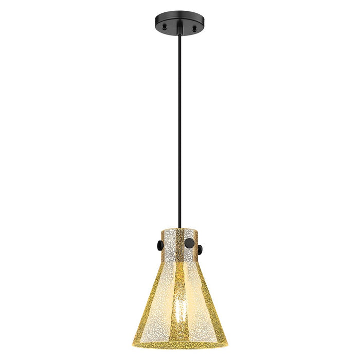 Innovations Newton Cone 1Lt 8" Cord Pendant, Black/Mercury - 410-1PS-BK-G411-8ME