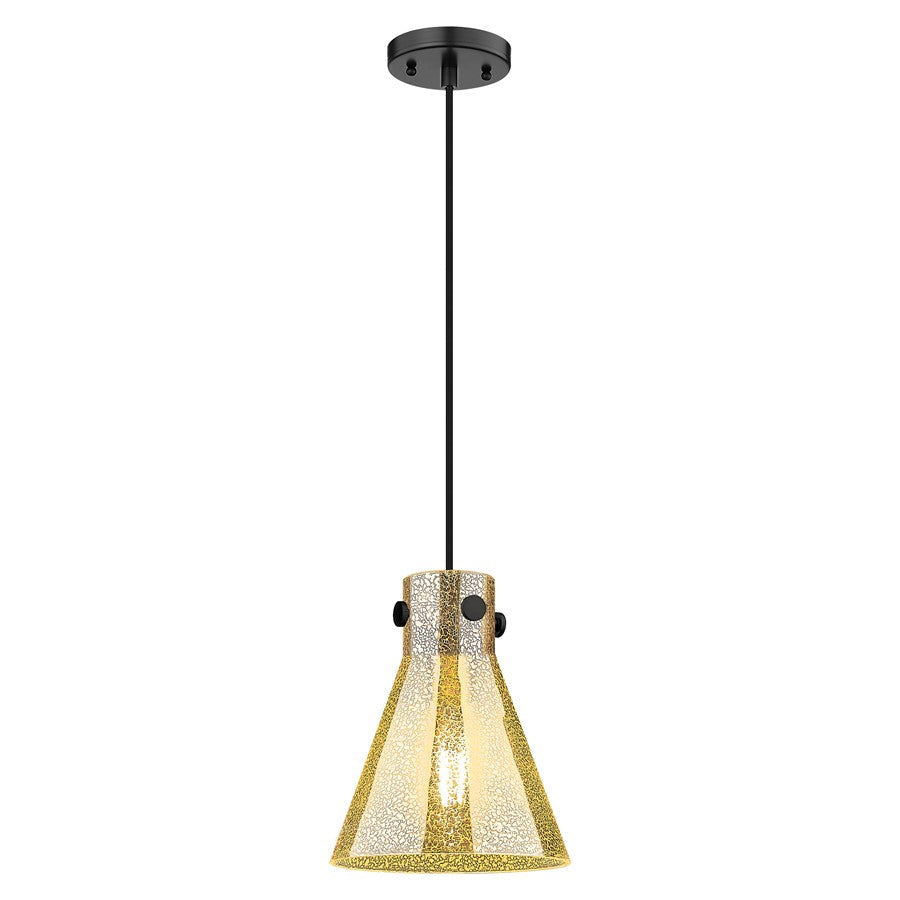 Innovations Newton Cone 1Lt 8" Cord Pendant, Black/Mercury - 410-1PS-BK-G411-8ME