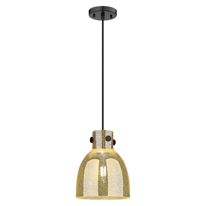 Innovations Newton Bell 1Lt 8" Cord Pendant, Black/Mercury - 410-1PS-BK-G412-8ME