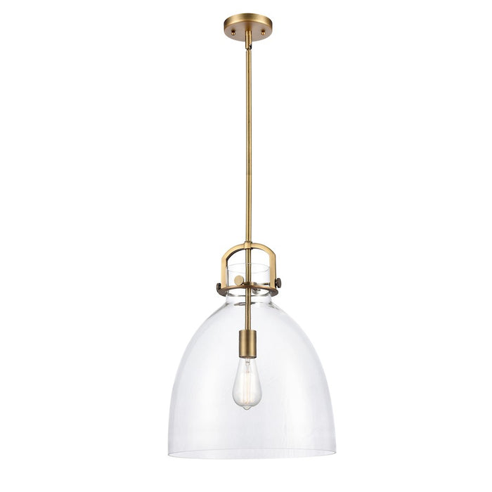 Innovations Newton Bell 1-Lt 14" Stem Pendant, Brass/Clear