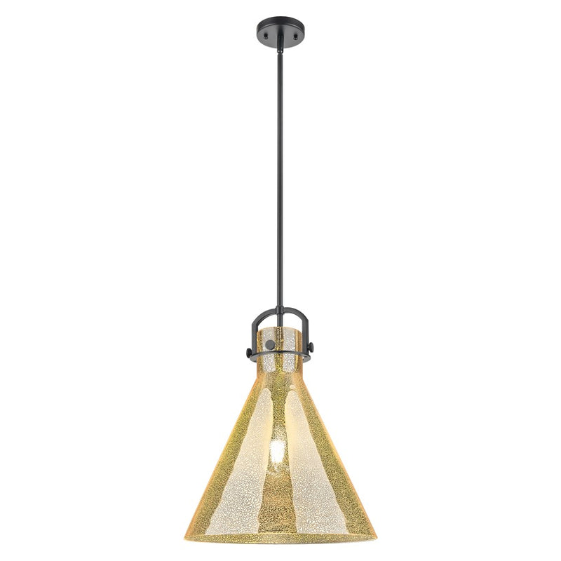 Innovations Newton Cone 16" Stem Pendant, Black/Mercury - 410-1SL-BK-G411-16ME