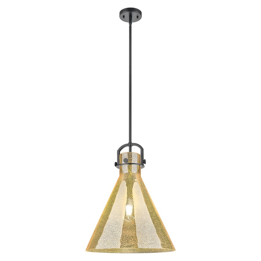 Innovations Newton Cone 16" Stem Pendant, Black/Mercury - 410-1SL-BK-G411-16ME