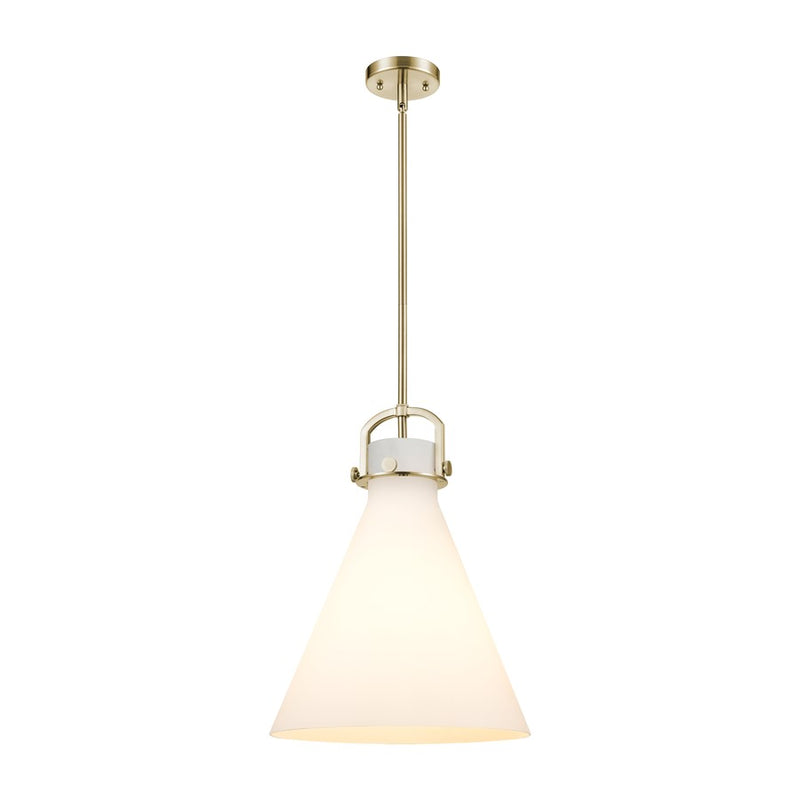 Innovations Newton Cone 1Lt 14" Stem Arch Pendant, CBZ/WH - 410-1SL-CB-G411-14WH