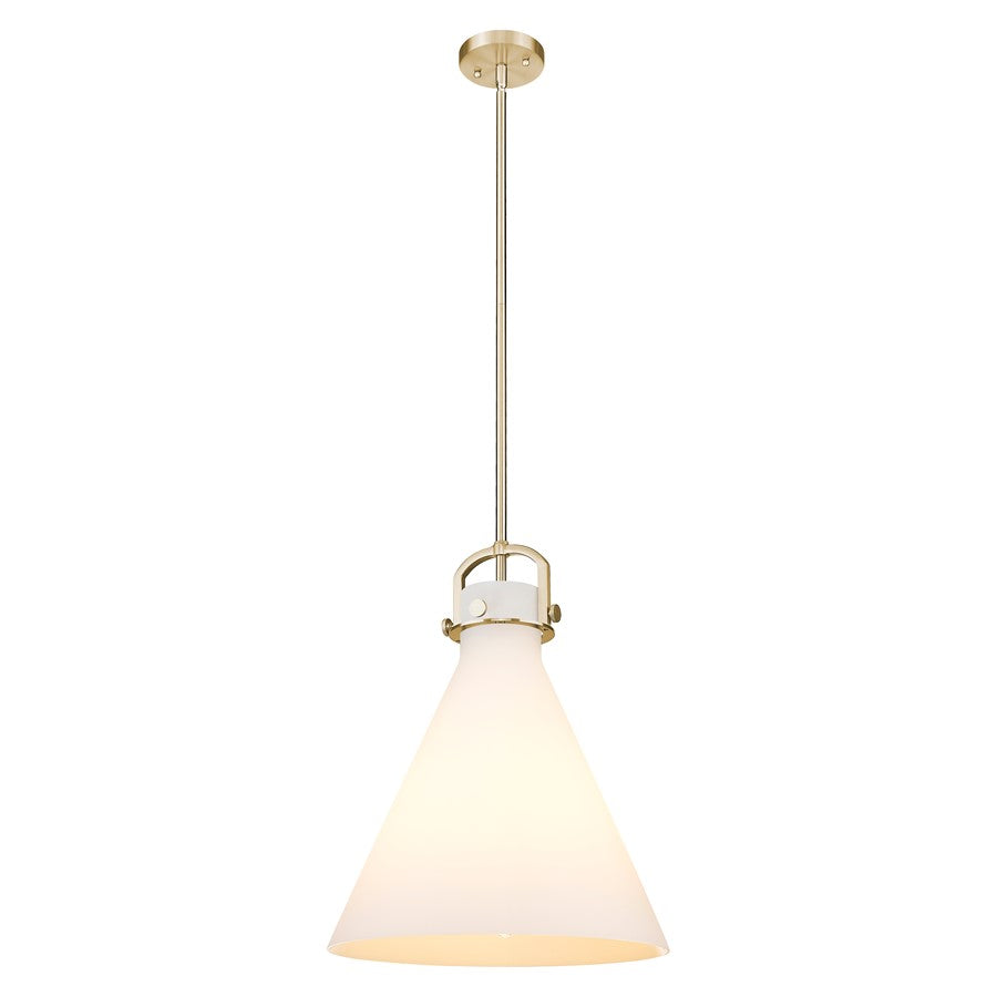 Innovations Newton Cone 16" Stem Pendant, Bronze/White - 410-1SL-CB-G411-16WH
