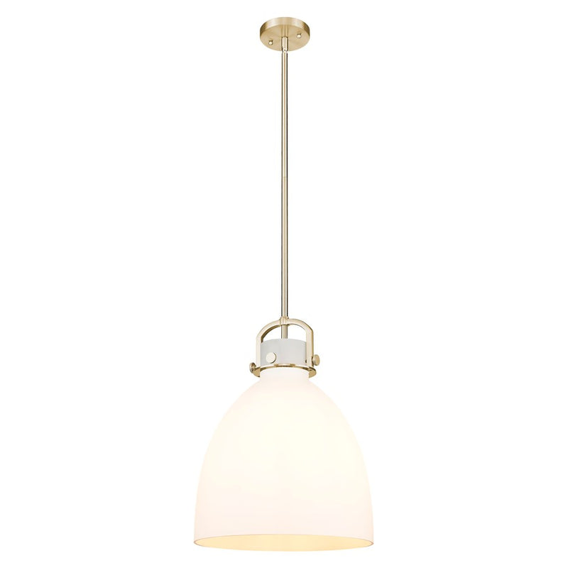 Innovations Newton Bell 14" Stem Pendant, Bronze/White - 410-1SL-CB-G412-14WH