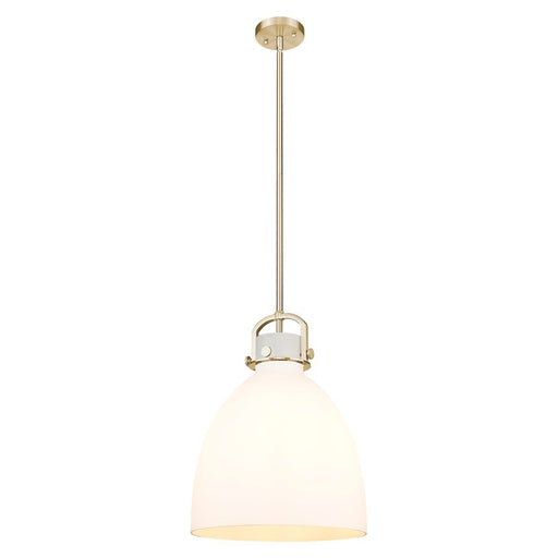 Innovations Newton Bell 14" Stem Pendant, Bronze/White - 410-1SL-CB-G412-14WH