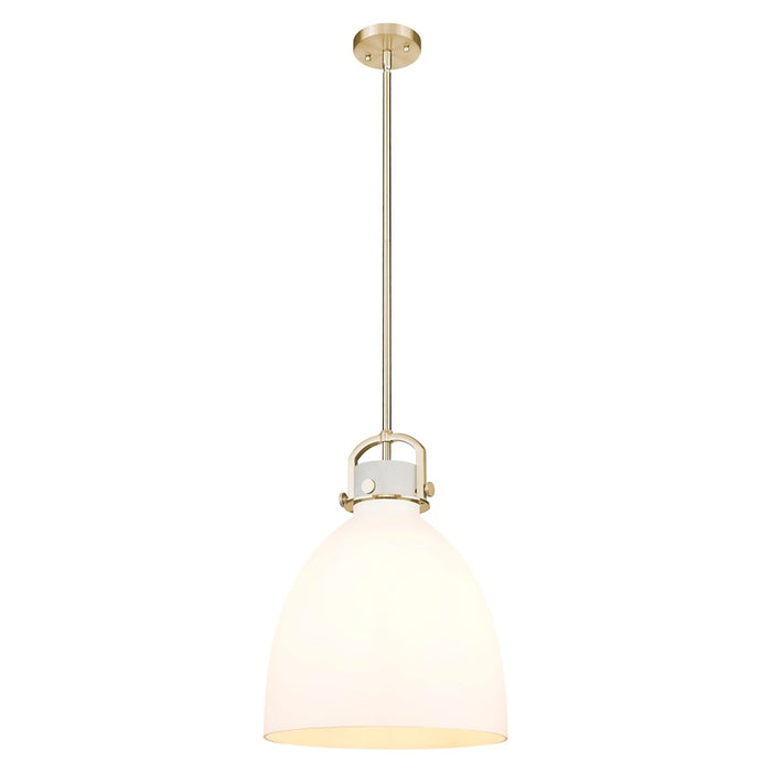 Innovations Newton Bell 14" Stem Pendant, Bronze/White - 410-1SL-CB-G412-14WH