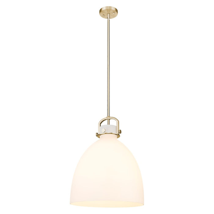 Innovations Newton Bell 16" Stem Pendant, Bronze/White - 410-1SL-CB-G412-16WH