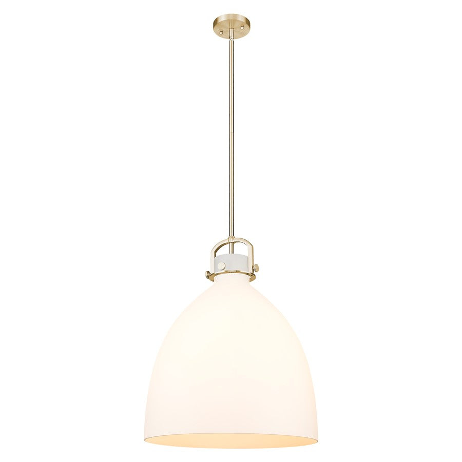 Innovations Newton Bell 18" Stem Pendant, Bronze/White - 410-1SL-CB-G412-18WH