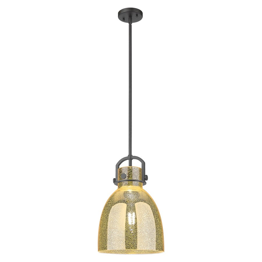 Innovations Newton Bell 10" Stem Pendant Black/Mercury - 410-1SM-BK-G412-10ME