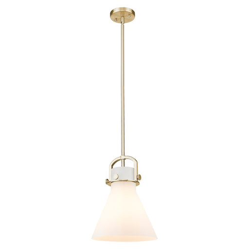 Innovations Newton Cone 10" Stem Mini Pendant, BZ/WH - 410-1SM-CB-G411-10WH