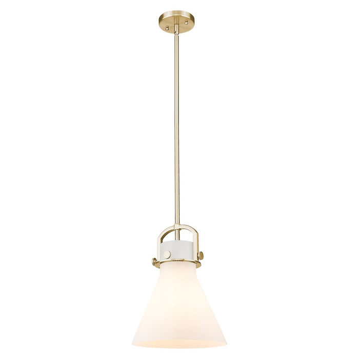 Innovations Newton Cone 10" Stem Mini Pendant, BZ/WH - 410-1SM-CB-G411-10WH
