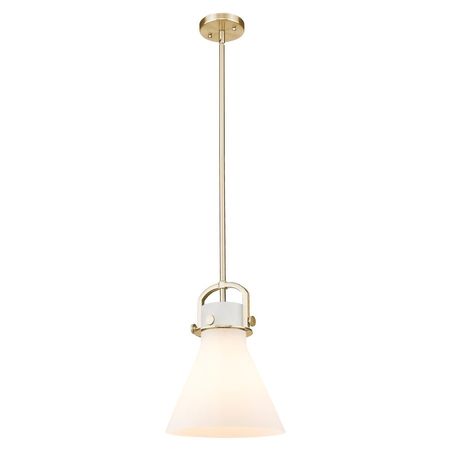 Innovations Newton Cone 10" Stem Mini Pendant, BZ/WH - 410-1SM-CB-G411-10WH