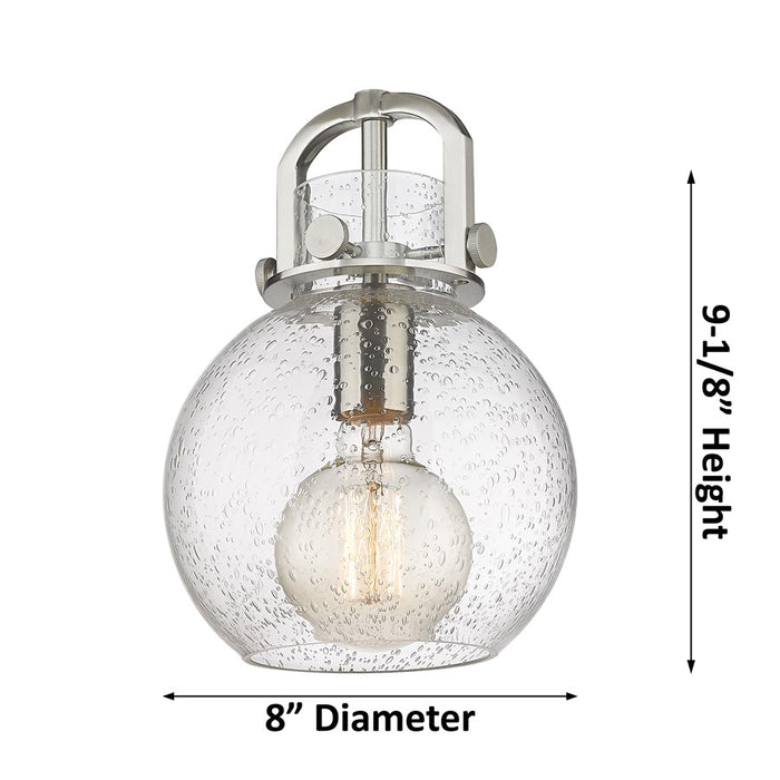 Innovations Newton Sphere 8" Stem Arch Mini Pendant, Satin Nickel/MC
