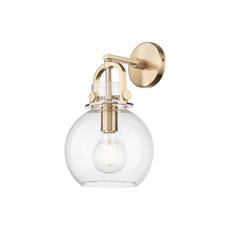 Innovations Newton Sphere 1Lt 8" Wall-ed Arch Sconce CBZ/CL - 410-1W-CB-G410-8CL