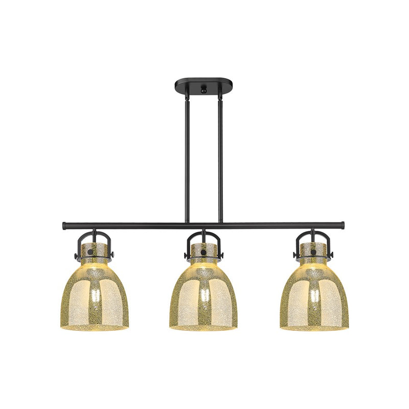 Innovations Newton Bell 3Lt 42" Stem Arched Island, BK/MC - 410-3I-BK-G412-10ME
