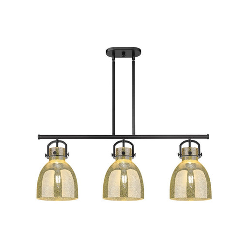 Innovations Newton Bell 3Lt 42" Stem Arched Island, BK/MC - 410-3I-BK-G412-10ME