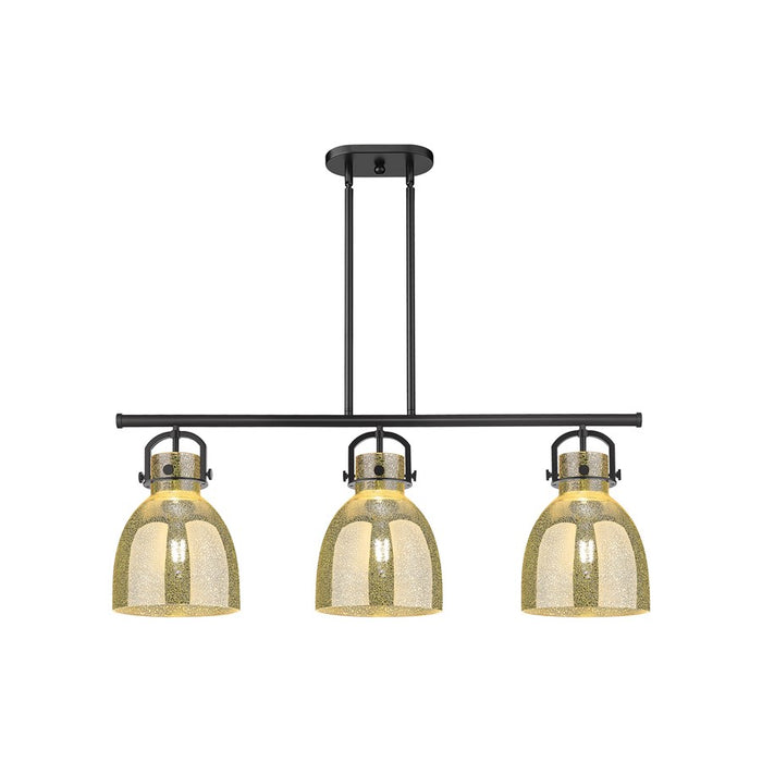 Innovations Newton Bell 3Lt 42" Stem Arched Island, BK/MC - 410-3I-BK-G412-10ME