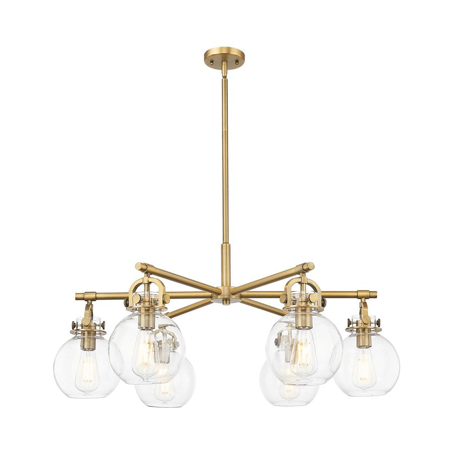 Innovations NS 6Lt 26" Stem Arched Chandelier, BB/CL - 410-6CR-BB-G410-7CL