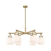Innovations NS 6Lt 26" Stem Arched Chandelier, BB/WH - 410-6CR-BB-G410-7WH