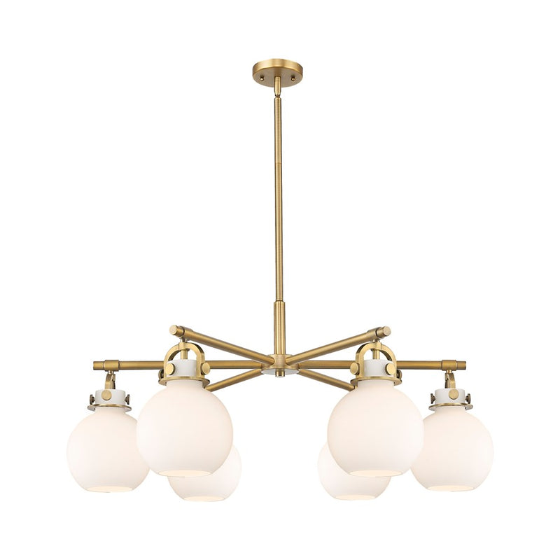 Innovations NS 6Lt 26" Stem Arched Chandelier, BB/WH - 410-6CR-BB-G410-7WH