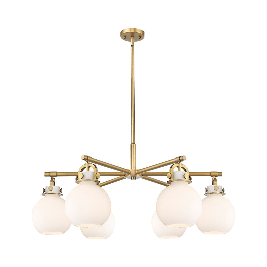 Innovations NS 6Lt 26" Stem Arched Chandelier, BB/WH - 410-6CR-BB-G410-7WH