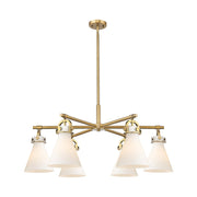 Innovations NC 6Lt 26" Stem Arched Chandelier, BB/WH - 410-6CR-BB-G411-7WH
