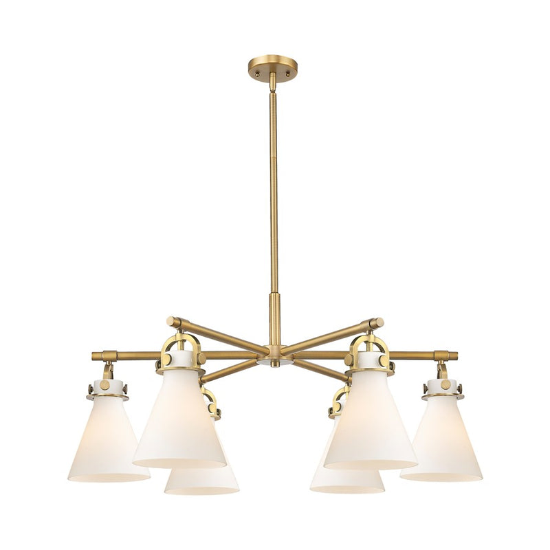 Innovations NC 6Lt 26" Stem Arched Chandelier, BB/WH - 410-6CR-BB-G411-7WH
